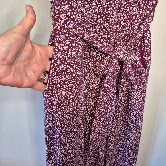 Maeve Anthropologie Clermont Purple and White Floral Jumpsuit Size Small - Picture 6 of 11